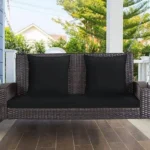 Dark brown double seater hanging swing for balcony and garden without stand