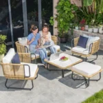 Rope 5-Piece Sofa Set with cushioned seating in modern design for indoor and outdoor spaces