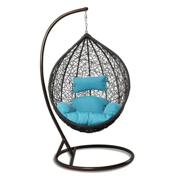 Single Seater Hanging Swing with Stand – Balcony & Garden Swing (Black)