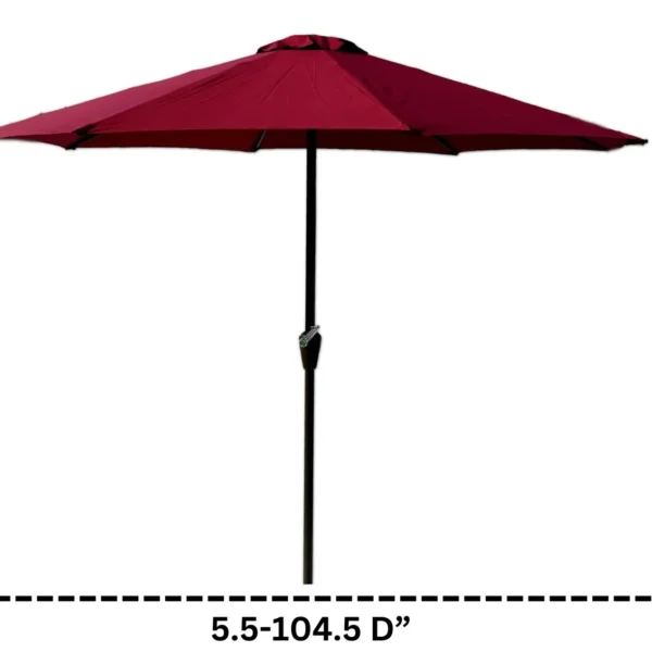 Red 9ft round outdoor patio umbrella with waterproof canopy and central pole stand, perfect for garden or balcony use.