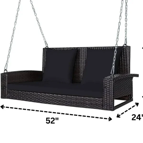 Dark brown double seater hanging swing for balcony and garden without stand