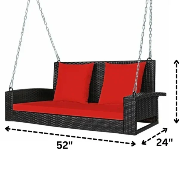 Double Seater Hanging Swing for Balcony & Garden – Dark Brown (Without Stand)