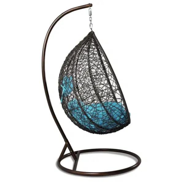 Single Seater Hanging Swing with Stand – Balcony & Garden Swing (Black)