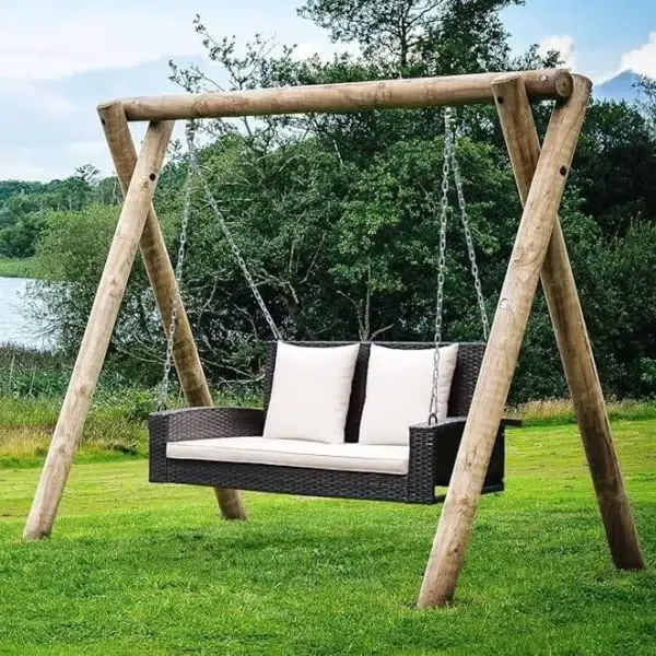 LOCCUS Double Seater Hanging Swing Without Stand For Balcony , Garden Swing - Dark Brown - Image 3