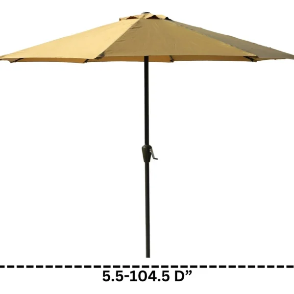 9ft beige outdoor patio umbrella with sturdy centre pole stand, UV-resistant fabric, perfect for garden, beach, or café use