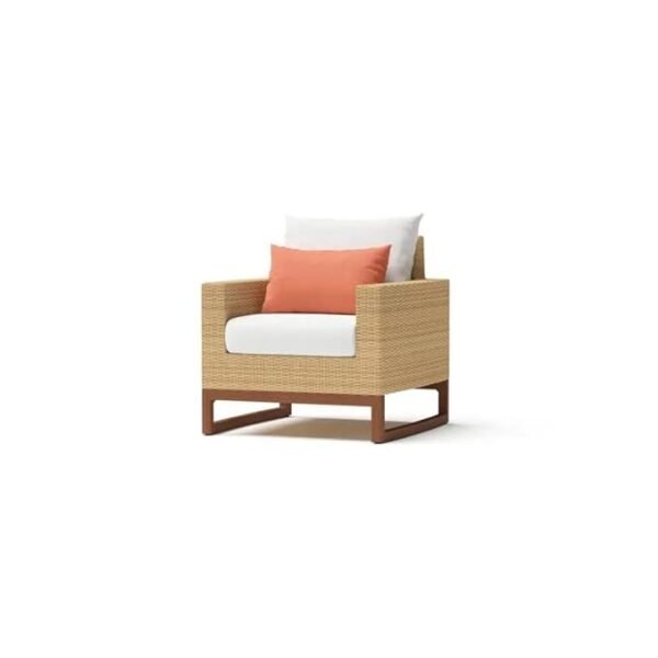 5-piece outdoor wicker patio sofa set with matching ottomans, perfect for conversation areas.