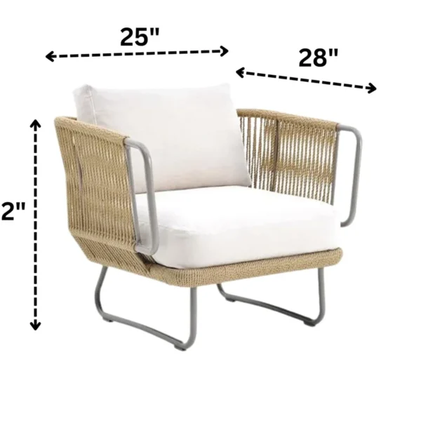 "Outdoor rope sofa set with cushions and table for patio, garden, balcony, or backyard seating"