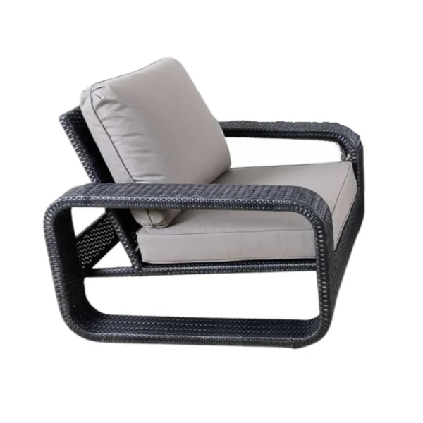 LOCCUS 4 Pieces Outdoor Wicker Furniture Sofa Set with Soft Washable Cushion - Black & Grey - Image 4