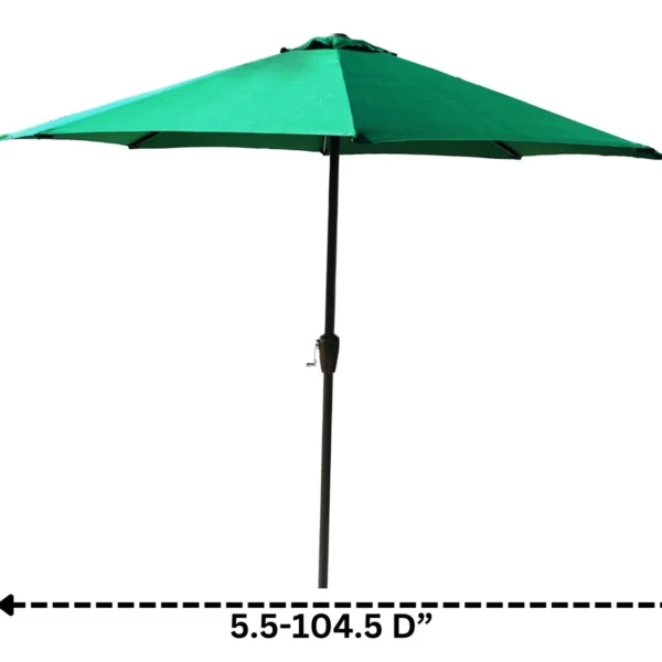 Green 9 Ft offset cantilever umbrella with marble base and crank handle by the poolside