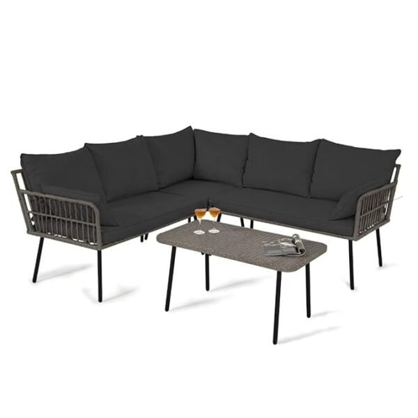 6-Seater Outdoor Patio Set with Center Table – Stylish & Comfortable