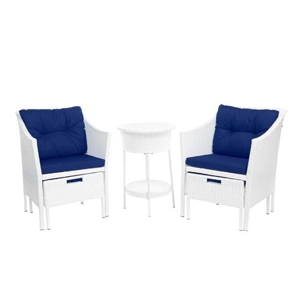 Bring comfort and style to your outdoor space with our dark blue cushioned patio set.