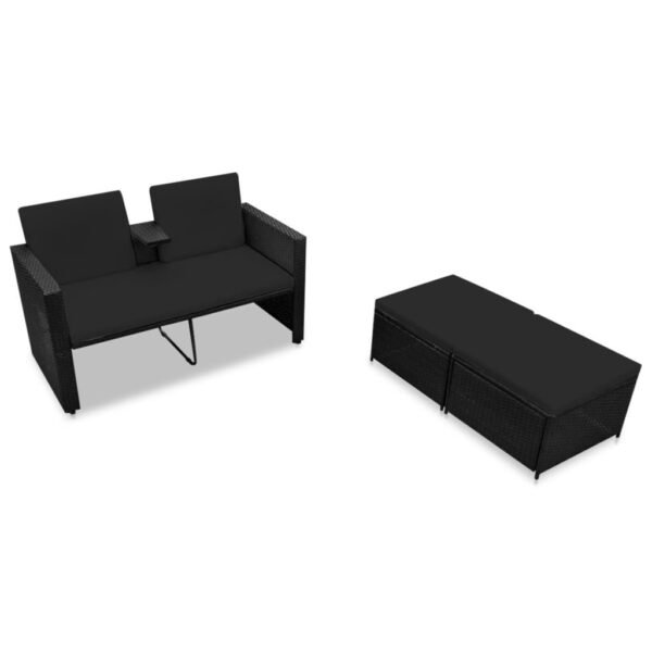 "Outdoor double seater patio sofa with rattan wicker and weather-resistant cushions"
