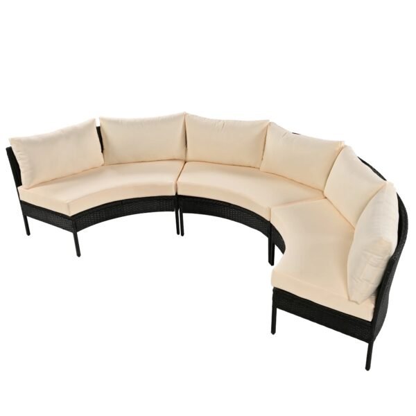 Elegant half mood sofa set in cream and black with modern design for living rooms and patios"