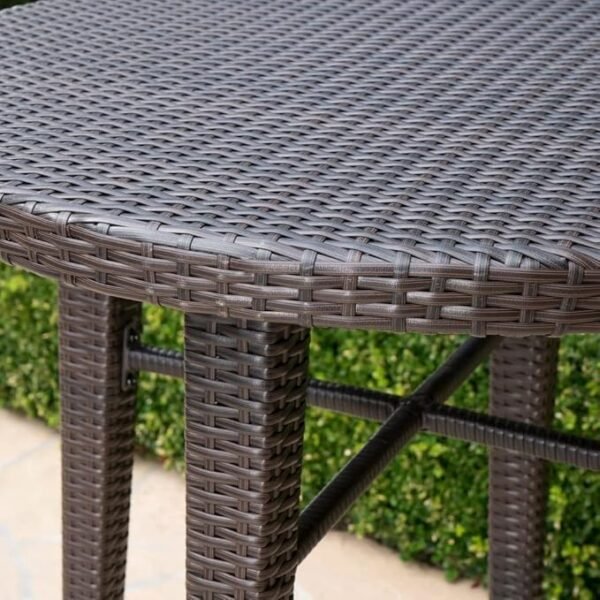 Entertain in style with this elegant 5-piece outdoor wicker bar set — perfect for backyard gatherings and poolside lounging.