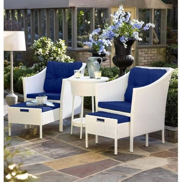 Bring comfort and style to your outdoor space with our dark blue cushioned patio set.