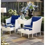 Bring comfort and style to your outdoor space with our dark blue cushioned patio set.