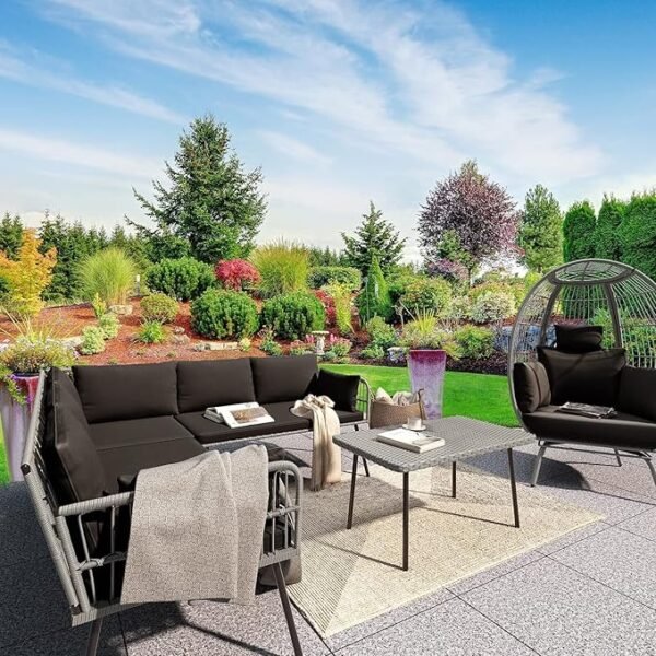 6-Seater Outdoor Patio Set with Center Table – Stylish & Comfortable