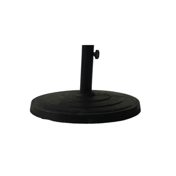 Green 9 Ft offset cantilever umbrella with marble base and crank handle by the poolside