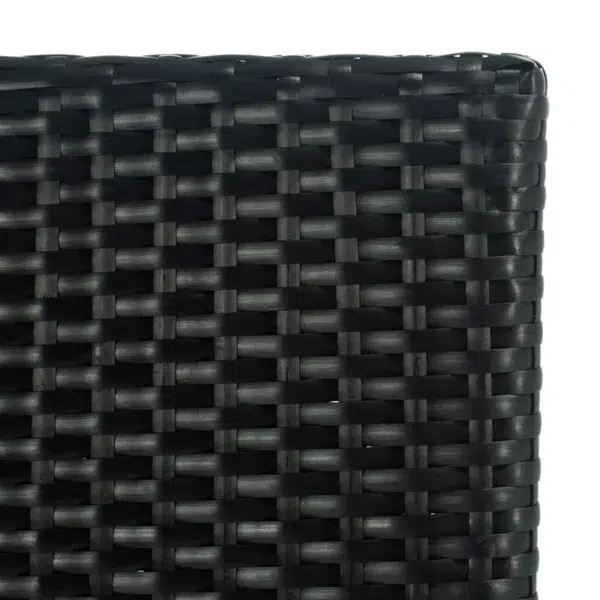 6-person round outdoor dining set with comfortable black cushions, perfect for patio, garden, or backyard.