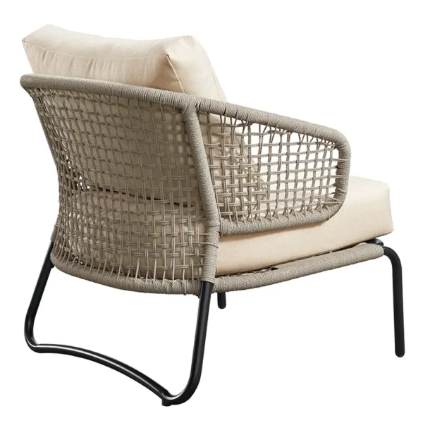 Beige luxury outdoor garden sofa set with modern design, including sofa and chairs, perfect for patio or garden.