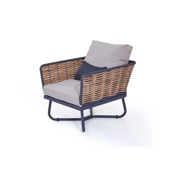Hand-woven waterproof outdoor sectional sofa set in modern design, ideal for garden or patio.