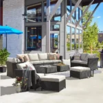 6 piece outdoor conversational sofa set with cushions, perfect for patio, garden, or backyard seatingatten outdoor sofa set