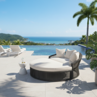 LOCCUS Round Daybed Furniture Set - Black
