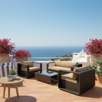 Modern Rattan Sofa Set for Outdoor Furniture Weather-resistant Ms Iron Frame for Hotels Backyards Gardens Sofa