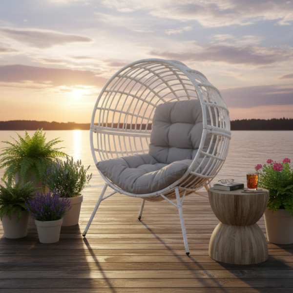 LOCCUS Single Seater Swing Basket For Balcony & Garden - White