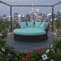 LOCCUS Round Daybed Furniture Set (Black)