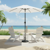 9ft Off-White Color Outdoor Patio Umbrella UV-Resistant with Centre Pole Stand Ideal for Garden, Beach & Cafe