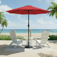 LOCCUS 9ft Outdoor Round Waterproof Patio Umbrella with Centre Pole Stand Ideal for Garden & Balcony - Maroon