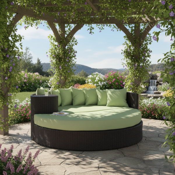 LOCCUS High-Density Polyethylene (HDPE) Wicker Outdoor Patio Daybed - Black & Siya Green