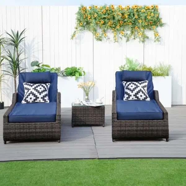 Rattan Wicker Reclining Outdoor Chaise Lounge – Dark Brown