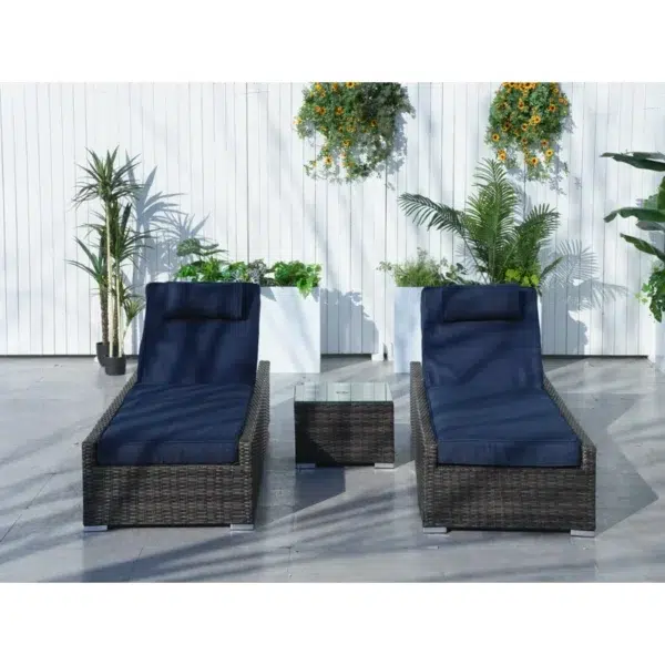 Rattan Wicker Reclining Outdoor Chaise Lounge – Dark Brown