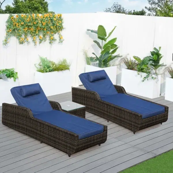Rattan Wicker Reclining Outdoor Chaise Lounge – Dark Brown