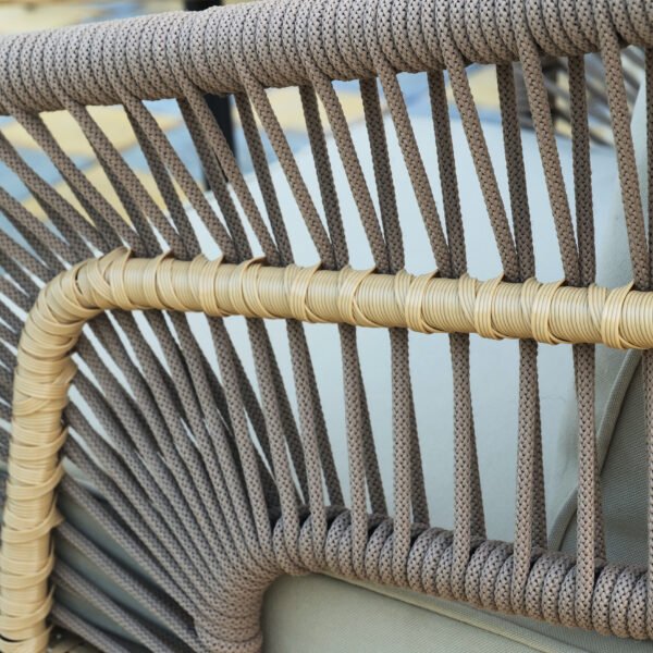 5-Piece Outdoor Rope Sofa Set in Beige with Cushions and Coffee Table for Patio and Garden