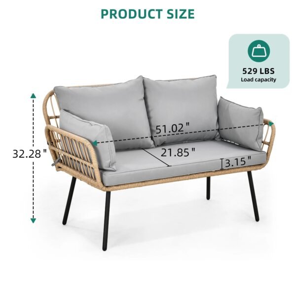 Double seater rope sofa set in grey with modern outdoor design
