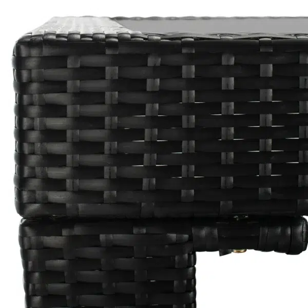 7 piece black and white wicker bar set with stools and table for outdoor or indoor use