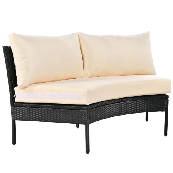 Elegant half mood sofa set in cream and black with modern design for living rooms and patios"