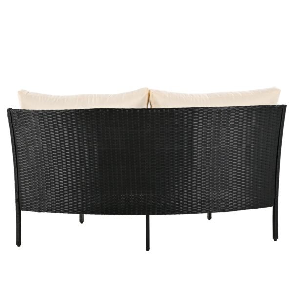 Elegant half mood sofa set in cream and black with modern design for living rooms and patios"