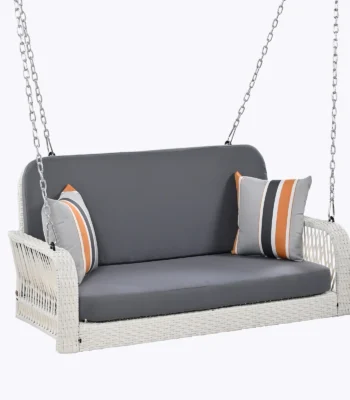 White double seater hanging swing without stand, perfect for balcony or garden seating