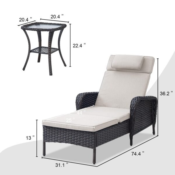 Outdoor Poolside Lounger – Adjustable Recliner Chair with Cushions, Weather-Resistant Patio Sunbed