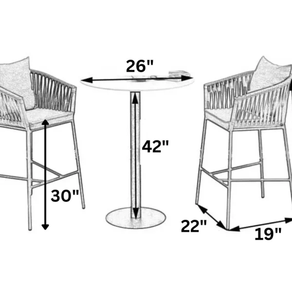 Enhance your outdoor space with this sleek and modern patio bar set. Designed for comfort and style, it includes two high-backed chairs