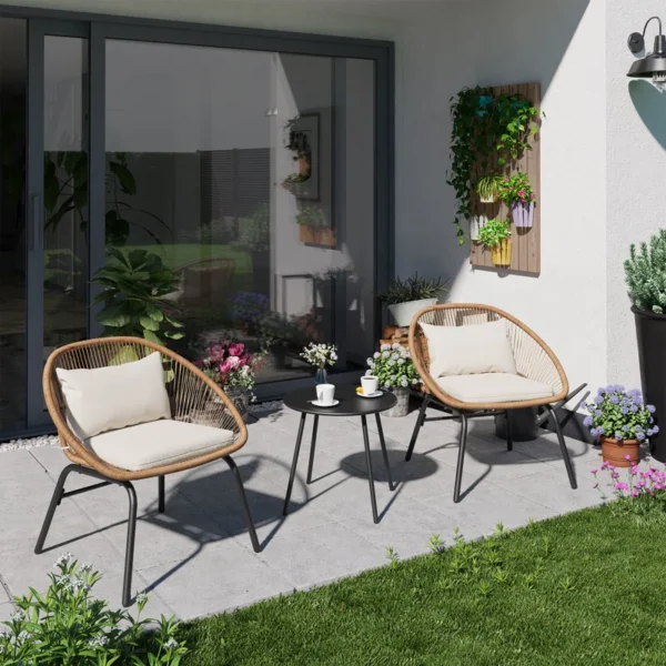 Shop outdoor patio chair & coffee table set. Perfect for garden, balcony, or backyard. Durable, stylish & weather-resistant outdoor furniture."