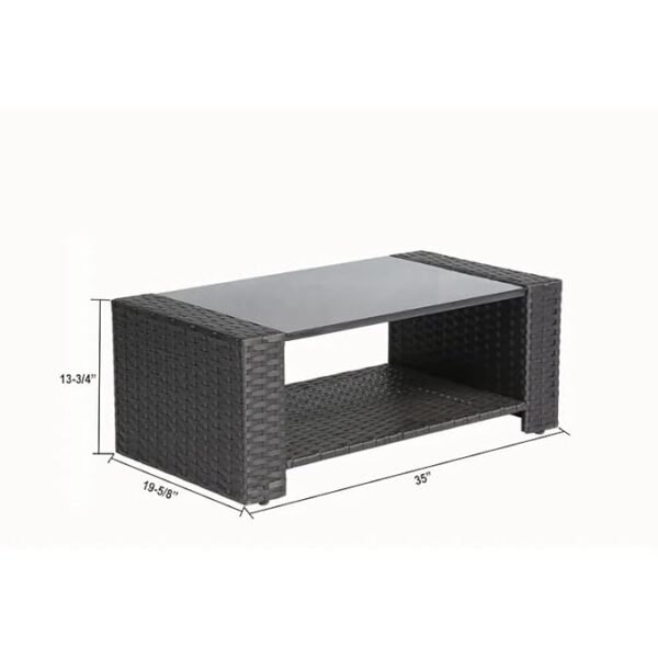 Modern outdoor rattan wicker sofa set in blue and white with cushions – patio furniture for garden, balcony, or backyard"