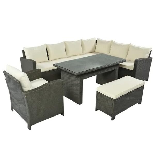 Relax in style with our outdoor rattan wicker patio sofa set – includes plush seating and a matching center table for ultimate comfort and elegance.
