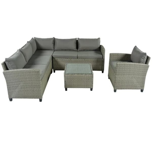 "Outdoor Rattan Wicker Patio Furniture Set with Cushions & Glass Table – 4/5/7 Piece Garden & Balcony Seating"