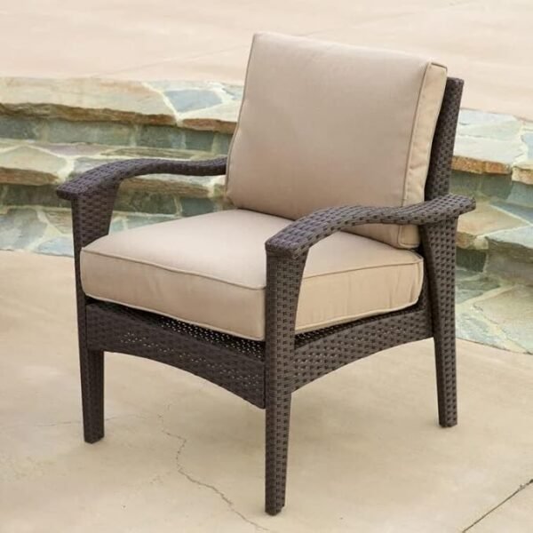 Modern outdoor rattan wicker sofa set with cushions for patio, garden, or balcony seating"