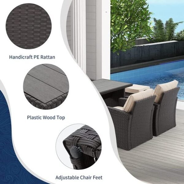 "Shop a stylish 7-seater rattan wicker patio sofa set with cushions & round center table. Perfect outdoor furniture for garden, balcony, or backyard."